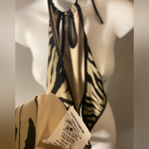 Sexy Animal print cut out side and back string Halter top mini dress - Picture 4 of 4